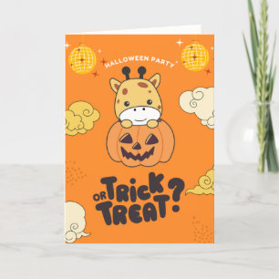 Cartes Pour Fêtes Annuelles Fête d'Halloween Trick Or Treat Girafe Citrouille