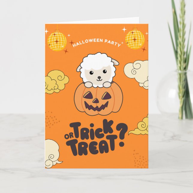 Cartes Pour Fêtes Annuelles Fête d'Halloween Trick Or Treat Mouton Pumkin Vaca (Devant)