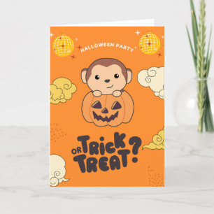 Cartes Pour Fêtes Annuelles Fête d'Halloween Trick Or Treat Singe Citrouille V