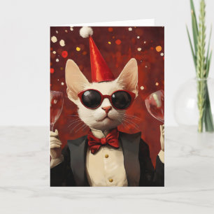 Cartes Pour Fêtes Annuelles Fête drôle Chat élégant