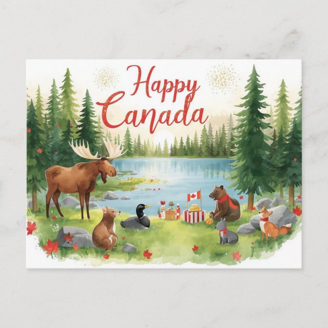 Cartes Pour Fêtes Annuelles Fête du Canada (Devant)