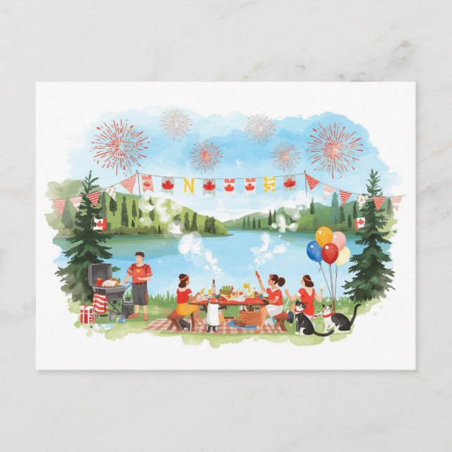 Cartes Pour Fêtes Annuelles Fête du Canada (Devant)