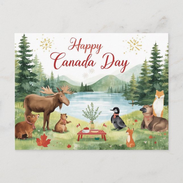 Cartes Pour Fêtes Annuelles Fête du Canada (Devant)