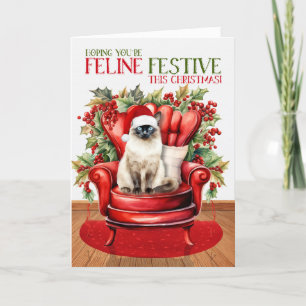 Cartes Pour Fêtes Annuelles Fête du chat de Noël balinais FELINE