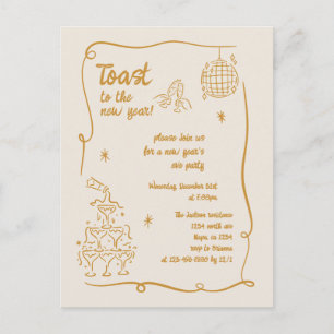 Cartes Pour Fêtes Annuelles Fête du Nouvel An Illustrée Dessinée à la Main