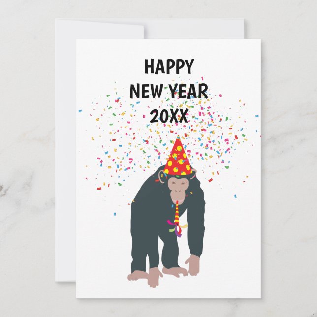 Cartes Pour Fêtes Annuelles Fête du singe Chimpanzé Fête du Nouvel An Animaux (Devant)