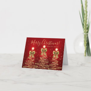 Cartes Pour Fêtes Annuelles Fête élégante Vacances Or Rouge Arbres de Noël sal