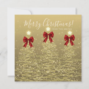 Cartes Pour Fêtes Annuelles Fête élégante Vacances Or Rouge Arbres de Noël Sal