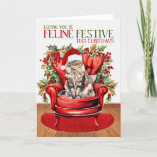 Cartes Pour Fêtes Annuelles Fête Fête de Noël du chat Maine Coon