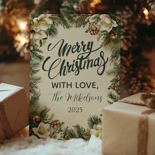 Cartes Pour Fêtes Annuelles Fête hivernale au pin et aux baies (Créateur téléchargé)