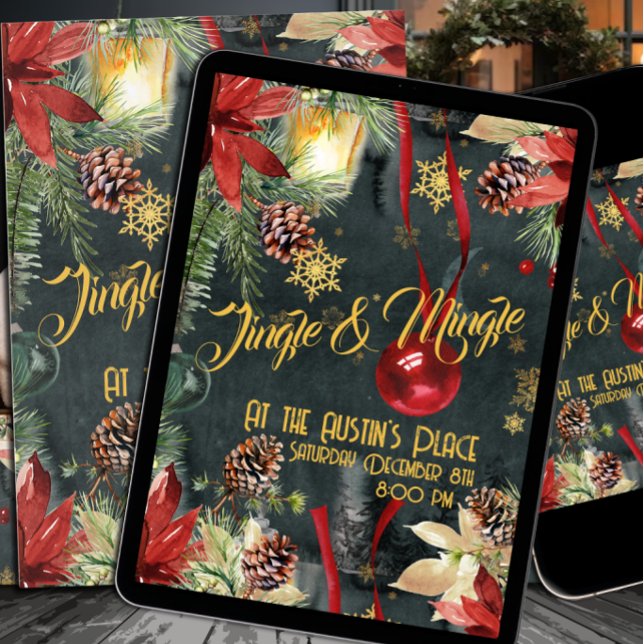 Cartes Pour Fêtes Annuelles Fête Jingle & Mingle Splendeur des Fêtes de Noël (Créateur téléchargé)