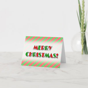 Cartes Pour Fêtes Annuelles Fête "MERRY CHRISTMAS!", Red & Green Stripes