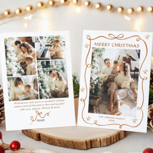 Cartes Pour Fêtes Annuelles Fête Noël Boho Beige Bow Ribbon 5 Photo