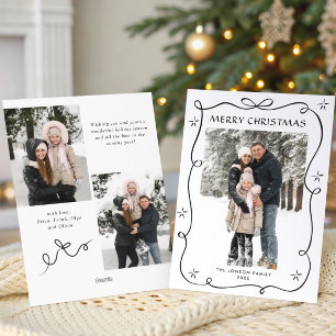 Cartes Pour Fêtes Annuelles Fête Noël Boho noir Bow ruban 3 Photo