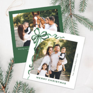 Cartes Pour Fêtes Annuelles Fête Noël Sage Green Bow Ribbon 2 Photo