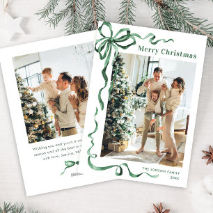 Cartes Pour Fêtes Annuelles Fête Noël Sage Green Bow Ribbon 2 Photo
