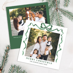 Cartes Pour Fêtes Annuelles Fête Noël Sage Green Bow Ribbon 2 Photo