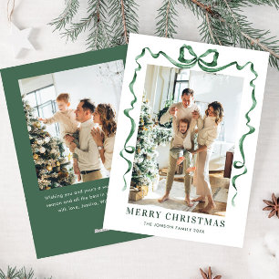 Cartes Pour Fêtes Annuelles Fête Noël Sage Green Bow Ribbon 2 Photo