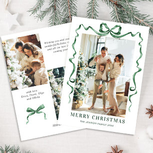Cartes Pour Fêtes Annuelles Fête Noël Sage Green Bow Ribbon 3 Photo