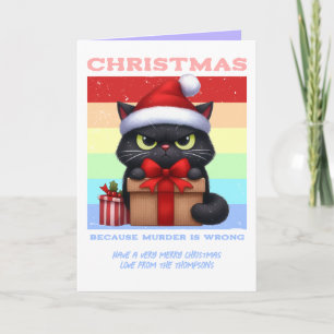 Cartes Pour Fêtes Annuelles Fête Pastel Panique Photo de Noël Rétro de Chat Dr