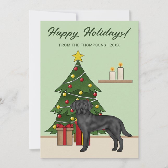Cartes Pour Fêtes Annuelles Fête verte Black Labrador Retriever (Devant)