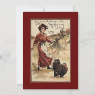 Cartes Pour Fêtes Annuelles Fête vintage Fille Thanksgiving