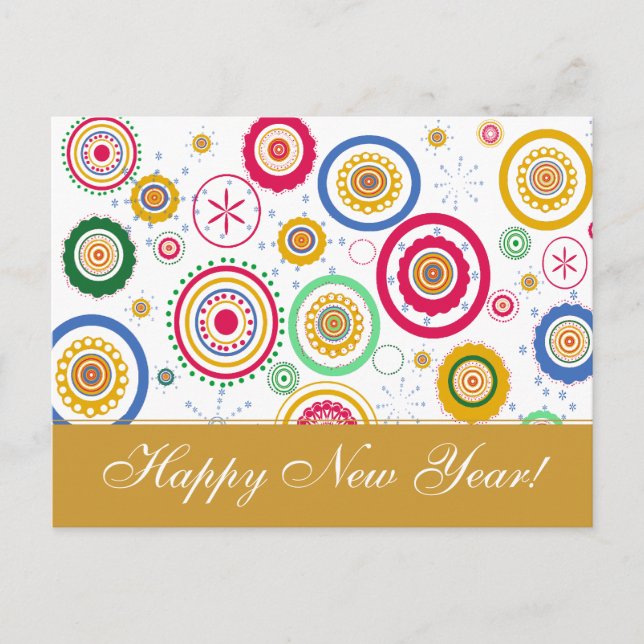 Cartes Pour Fêtes Annuelles Fêtes Coloré Cercles funky (Devant)