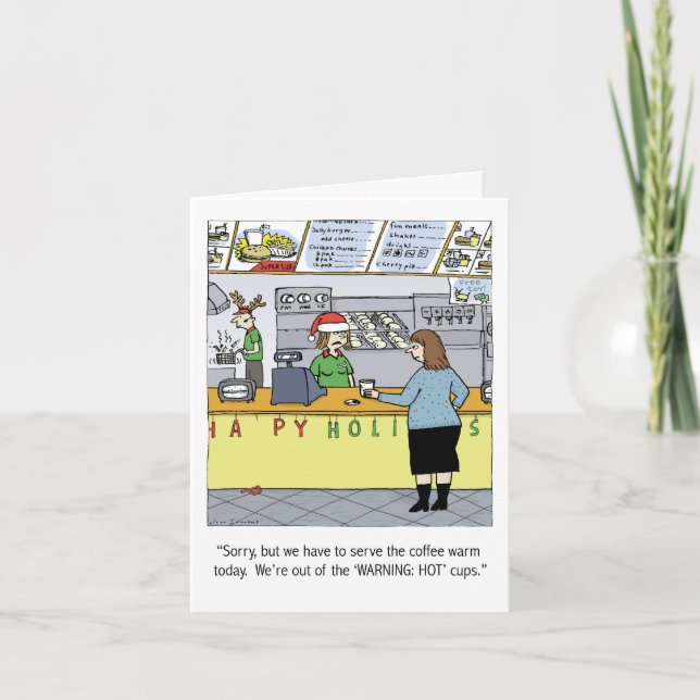 Cartes Pour Fêtes Annuelles Fêtes de Café Chaud Drôle Cartoon Noël Noël Noël N (Devant)