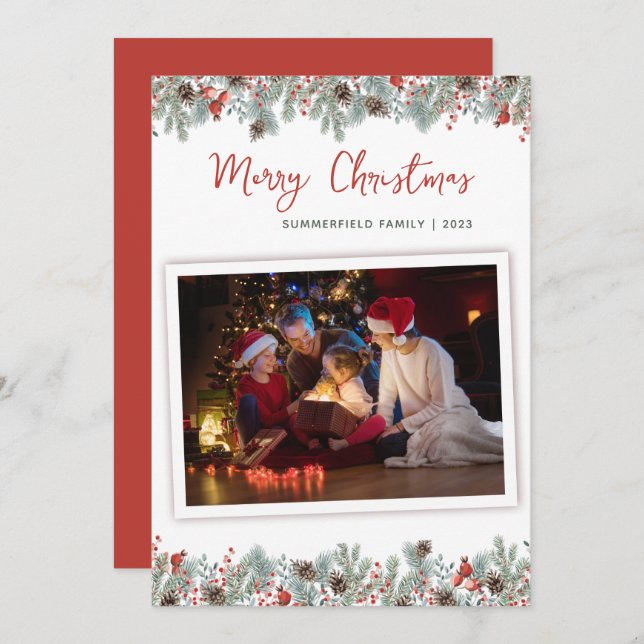 Cartes Pour Fêtes Annuelles Fêtes de Noël Botanique Photo (Devant / Derrière)