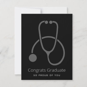 Cartes Pour Fêtes Annuelles Fêtes Diplômé Stylish Grey Stethoscope Simple