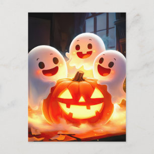 Cartes Pour Fêtes Annuelles Feu Citrouille éffrayant Ghost