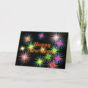 Cartes Pour Fêtes Annuelles Feu d'artifice du Nouvel An Flash sur Noir