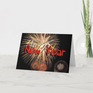 Cartes Pour Fêtes Annuelles Feu d'artifice rouge Bonne année 2022 Salutation