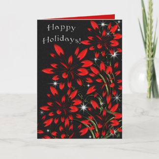 Cartes Pour Fêtes Annuelles Feu de Noël Poinsettia (carte)