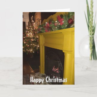 Cartes Pour Fêtes Annuelles Feu de rondins et lumières de Noël, Sheffield.