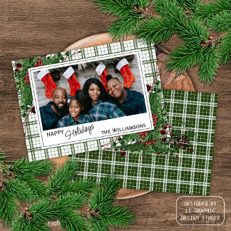 Cartes Pour Fêtes Annuelles Feuillage botanique des baies vitrées vertes