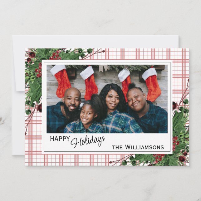 Cartes Pour Fêtes Annuelles Feuillage botanique des baies vitrées vertes (Devant)