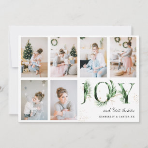 Cartes Pour Fêtes Annuelles Feuillage botanique et JOIE de Noël en grille phot