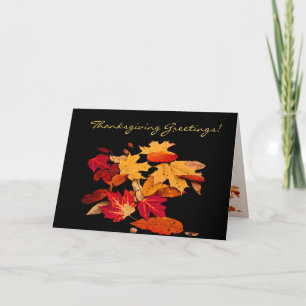 Cartes Pour Fêtes Annuelles Feuillage d'automne de Thanksgiving en orange roug