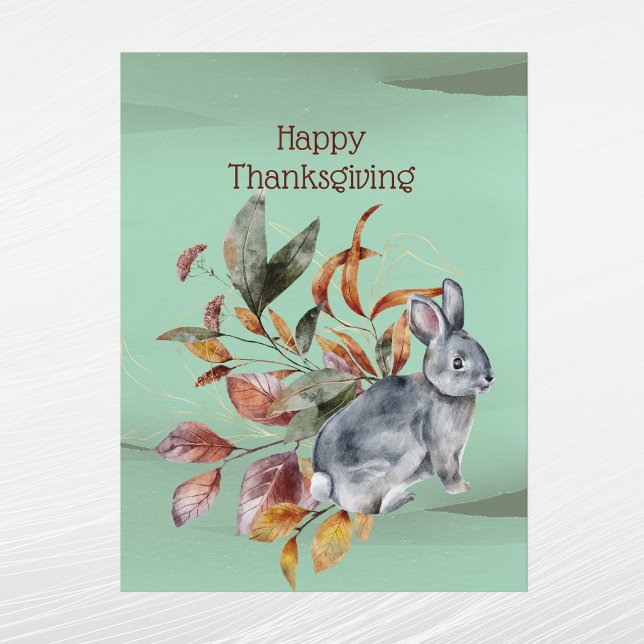 Cartes Pour Fêtes Annuelles Feuillage de lapin vert rustique automne Thanksgiv (Créateur téléchargé)