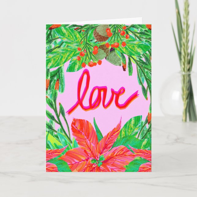 Cartes Pour Fêtes Annuelles Feuillage de Noël - Amour (Devant)