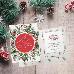 Cartes Pour Fêtes Annuelles Feuillage de Noël élégant Baies Feuilles