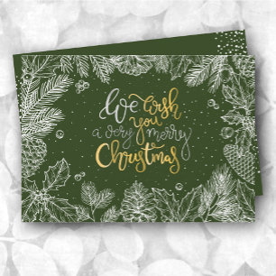 Cartes Pour Fêtes Annuelles Feuillage de Noël plat Joyeux Noël