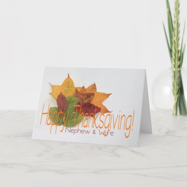 Cartes Pour Fêtes Annuelles Feuillage de thanksgiving de neveu et d'épouse (Devant)
