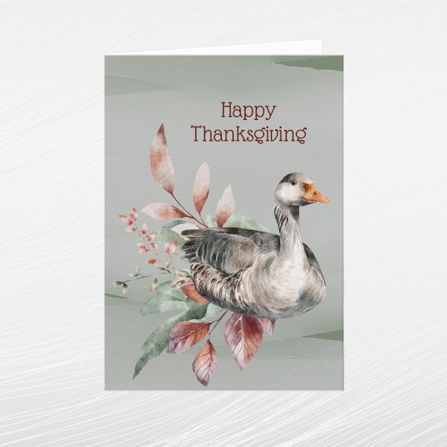 Cartes Pour Fêtes Annuelles Feuillage d'oie verte rustique automne Thanksgivin (Créateur téléchargé)