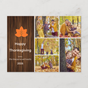 Cartes Pour Fêtes Annuelles Feuille d'érable orange minimaliste 5 Photo thanks