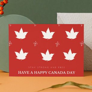 Cartes Pour Fêtes Annuelles Feuille d'érable patriotique rouge et blanc