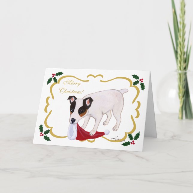 Cartes Pour Fêtes Annuelles Feuille saint de Noël de Jack Russell Terrier (Devant)