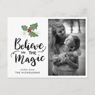 Cartes Pour Fêtes Annuelles Feuilles aquarelle Croyez En La Photo Magique