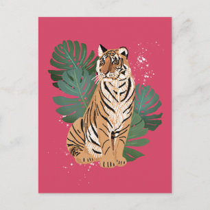 Cartes Pour Fêtes Annuelles Feuilles chinois du Nouvel An Tiger Monstera